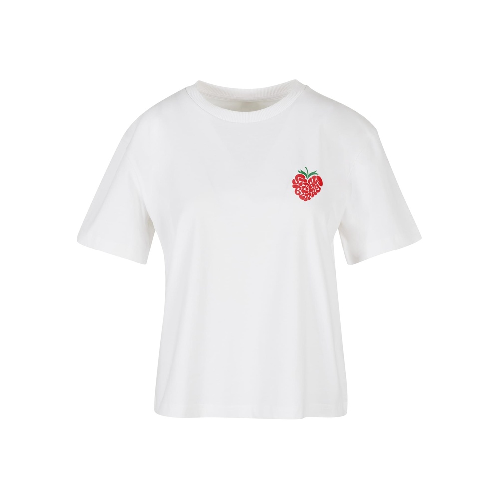 Miss Tee - Strawberry Heart Dames Tshirt - Wit